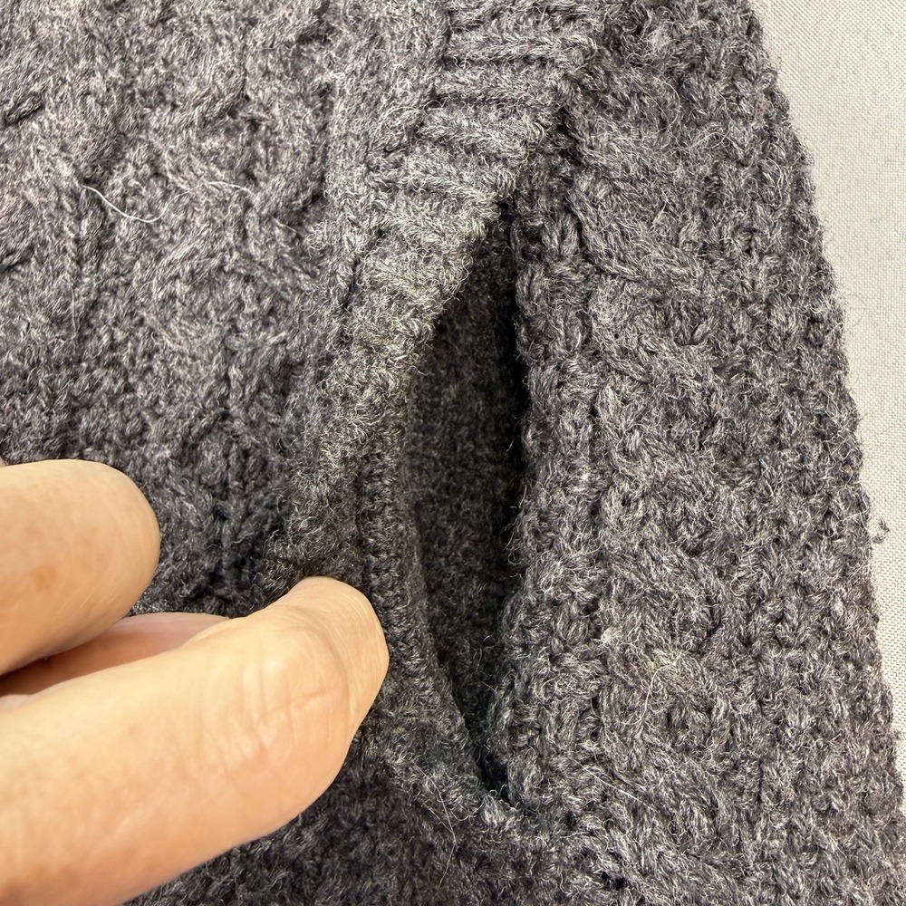 Aran Crafts Merino Wool Cable Knit Full Zip Cardigan Sweater Ireland Sz M Gray - Picture 5 of 11